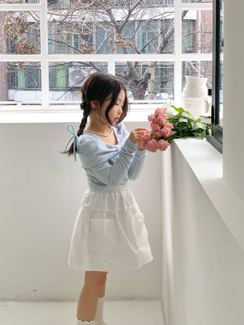 Bailey - Korean Children Fashion - #designkidswear - Ribbon Open Shoulder Tee - 5
