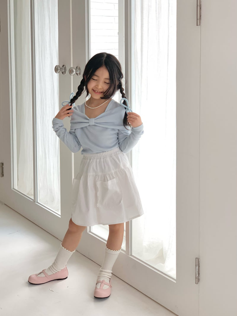 Bailey - Korean Children Fashion - #discoveringself - Ribbon Open Shoulder Tee - 6