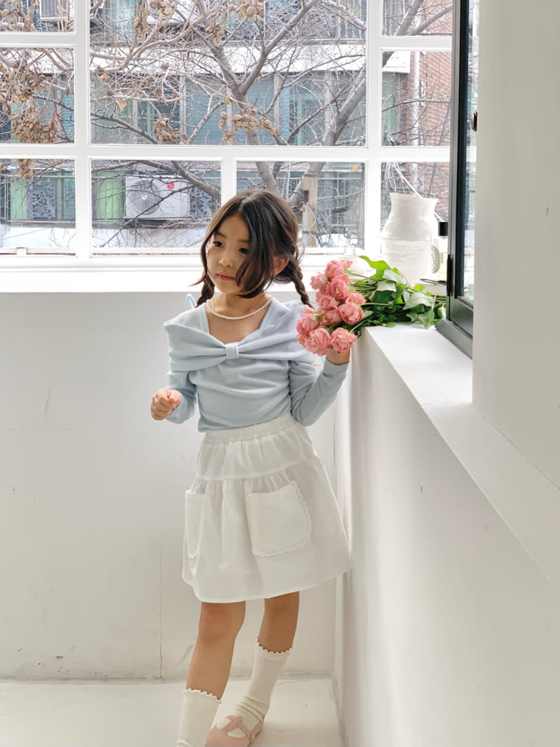 Bailey - Korean Children Fashion - #fashionkids - Ribbon Open Shoulder Tee - 7