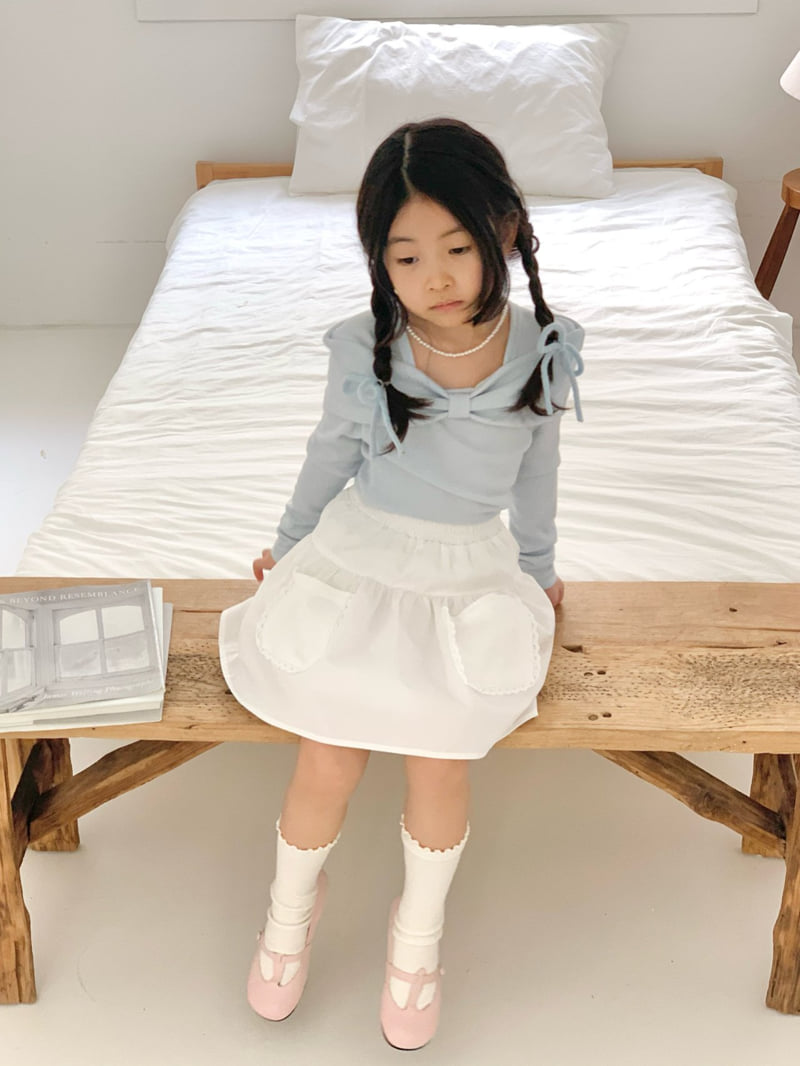 Bailey - Korean Children Fashion - #kidsshorts - Ribbon Open Shoulder Tee - 8