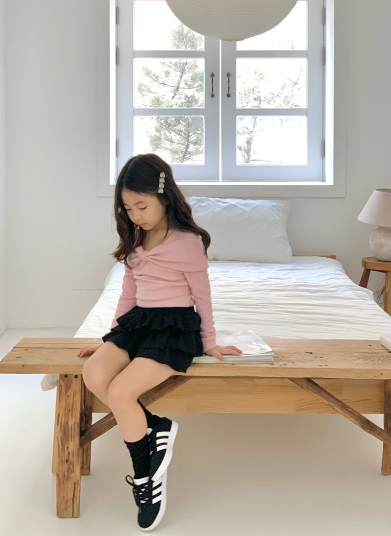 Bailey - Korean Children Fashion - #littlefashionista - Ribbon Open Shoulder Tee - 12