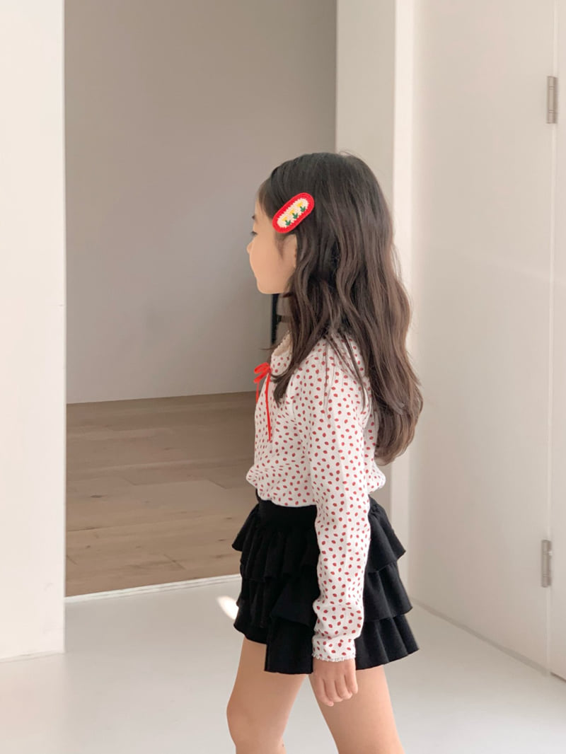 Bailey - Korean Children Fashion - #magicofchildhood - Vely Lace Strawberry Tee - 4