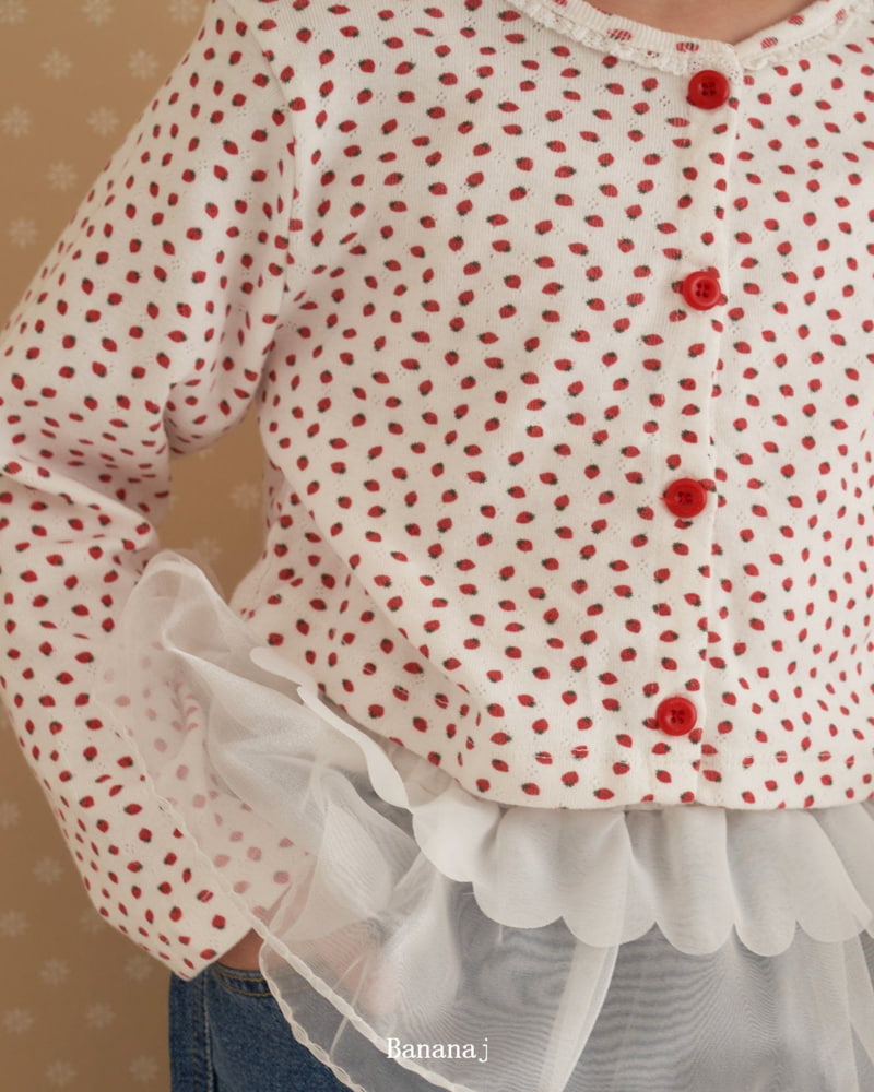 Banana J - Korean Children Fashion - #kidsshorts - Strawberry Flower Cardigan - 3