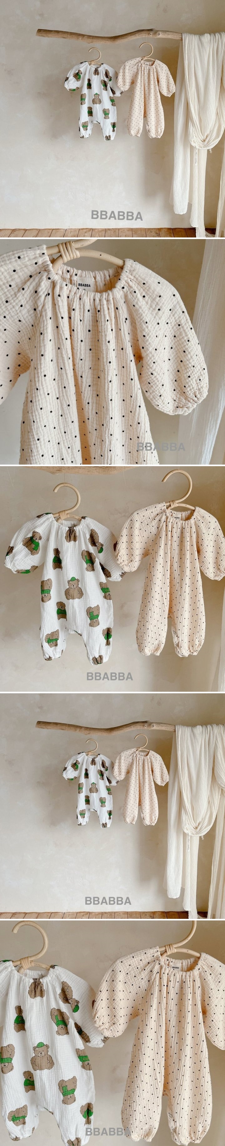 Bbabba - Korean Baby Fashion - #babyboutiqueclothing - Dot Bear Long Bodysuit
