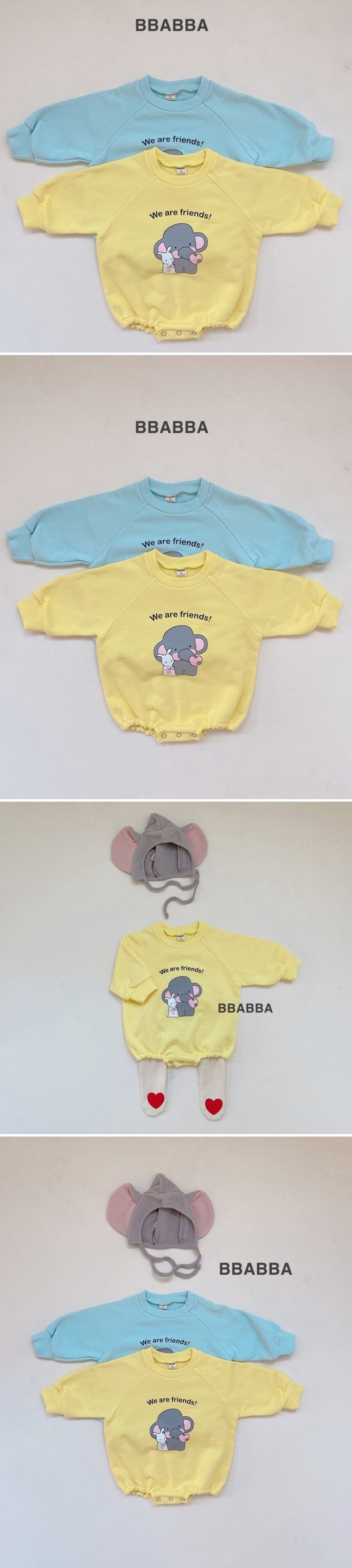 Bbabba - Korean Baby Fashion - #babyclothing - Heart Elephant Bodysuit