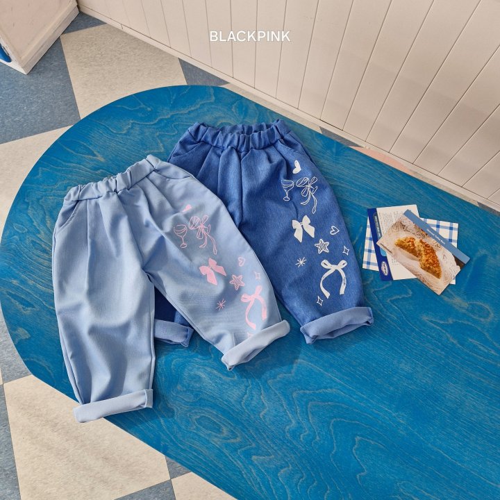 Black Pink - Korean Children Fashion - #Kfashion4kids - Denim Printed Pants - 5