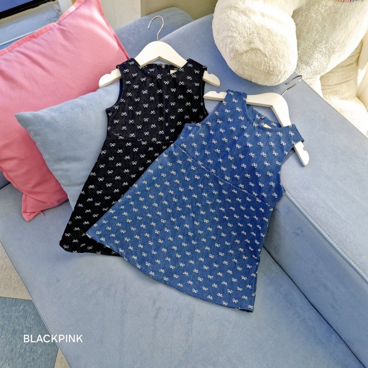 Black Pink - Korean Children Fashion - #designkidswear - Ribbon Denim One-piece - 9