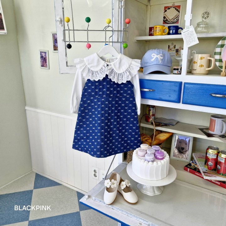 Black Pink - Korean Children Fashion - #discoveringself - Ribbon Denim One-piece - 10