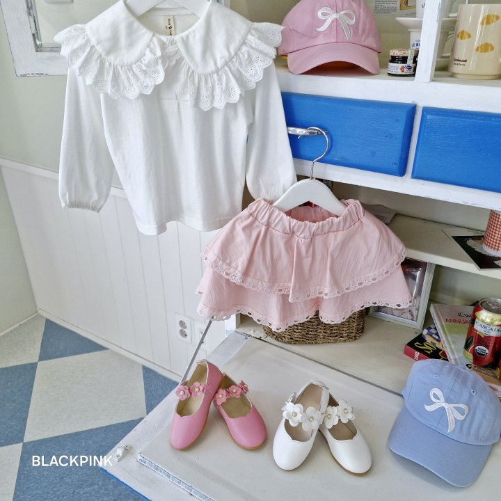 Black Pink - Korean Children Fashion - #kidsshorts - Spring Big Collar Tee - 8