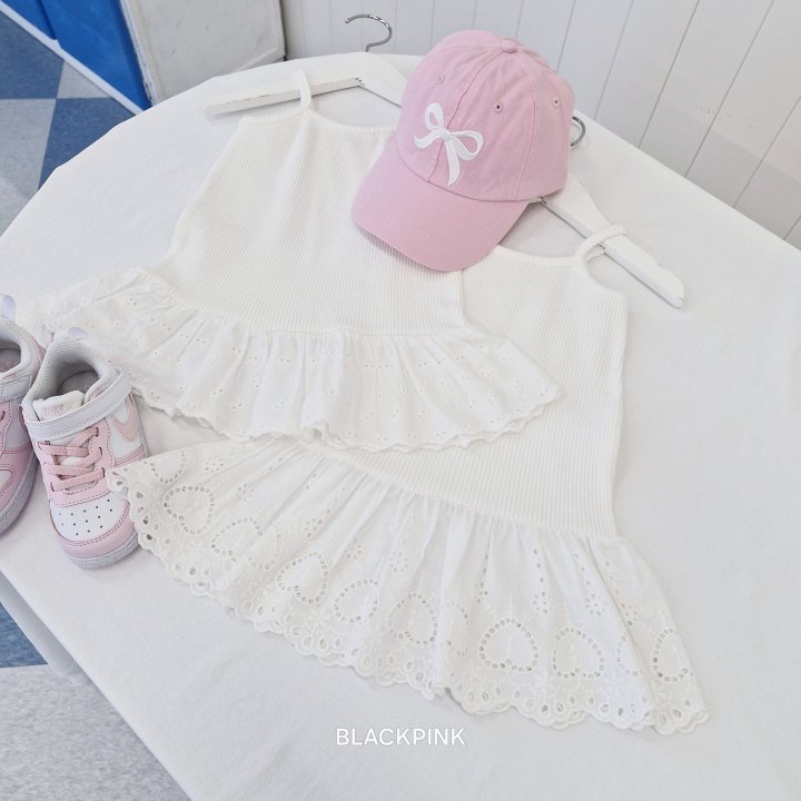 Black Pink - Korean Children Fashion - #littlefashionista - Layered Lace Sleeveless