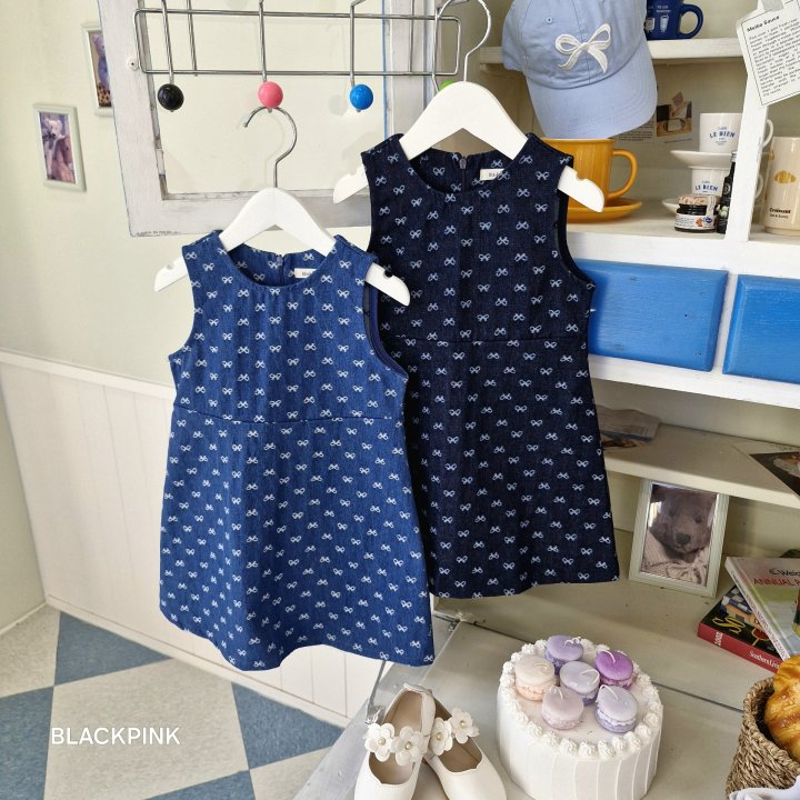 Black Pink - Korean Children Fashion - #magicofchildhood - Ribbon Denim One-piece