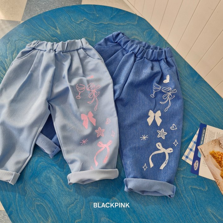 Black Pink - Korean Children Fashion - #magicofchildhood - Denim Printed Pants - 7