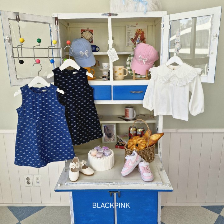 Black Pink - Korean Children Fashion - #minifashionista - Ribbon Denim One-piece - 2