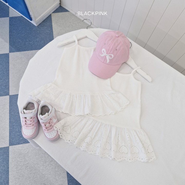 Black Pink - Korean Children Fashion - #minifashionista - Layered Lace Sleeveless - 4