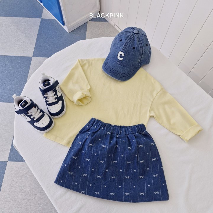 Black Pink - Korean Children Fashion - #prettylittlegirls - Ribbon Heart Denim Skirt - 7