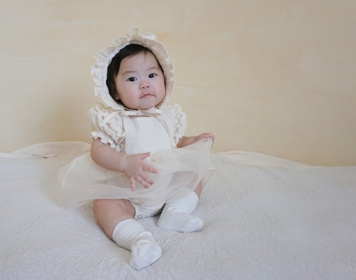 Bloombebe - Korean Baby Fashion - #smilingbaby - Petit Lace Bonnet Set - 4