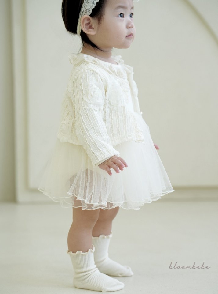 Bloombebe - Korean Baby Fashion - #babyboutiqueclothing - Rose Lace Suit Cardigan Set - 8