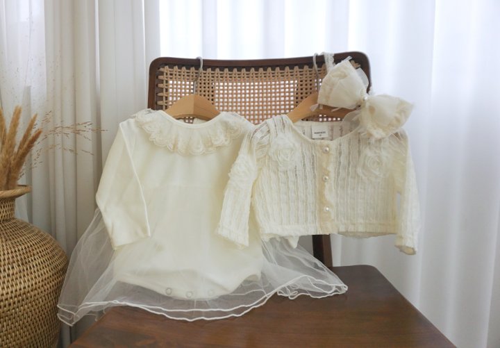 Bloombebe - Korean Baby Fashion - #babyclothing - Rose Lace Suit Cardigan Set - 9