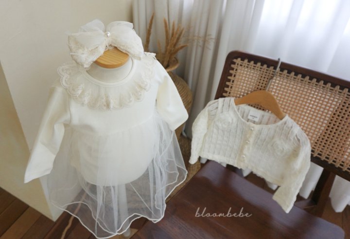 Bloombebe - Korean Baby Fashion - #babywear - Rose Lace Suit Cardigan Set - 3