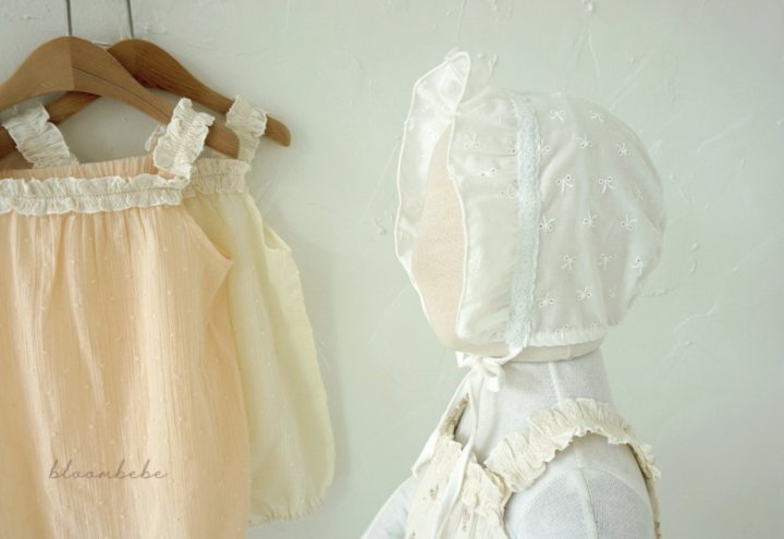 Bloombebe - Korean Baby Fashion - #onlinebabyshop - Ribbon Embroidery Bonnet - 3