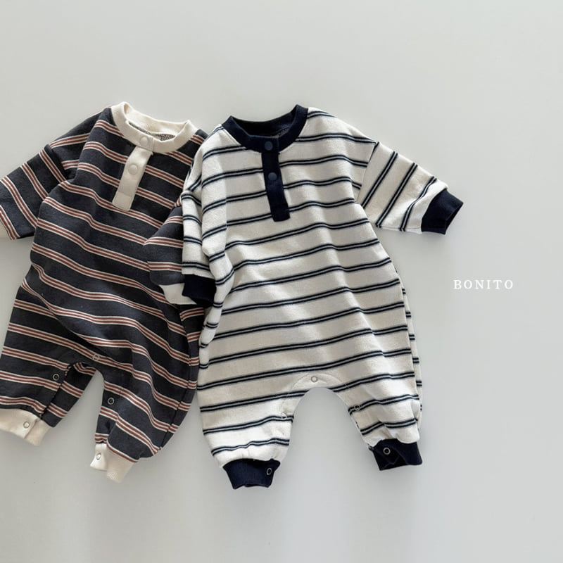 Bonito - Korean Baby Fashion - #babyfever - Button Stripe Suit - 2