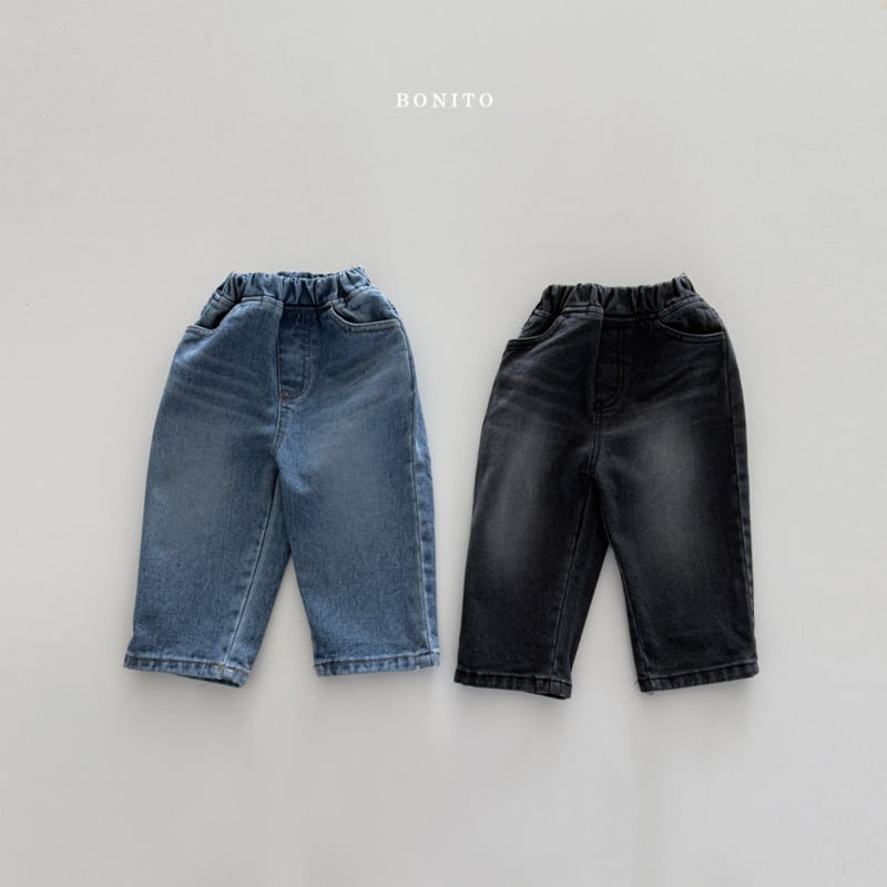 Bonito - Korean Children Fashion - #toddlerclothing - Cat Brush Denim Pants