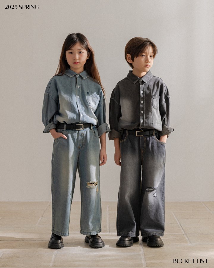 Bucket List - Korean Children Fashion - #Kfashion4kids - Vintage Brush Denim Pants