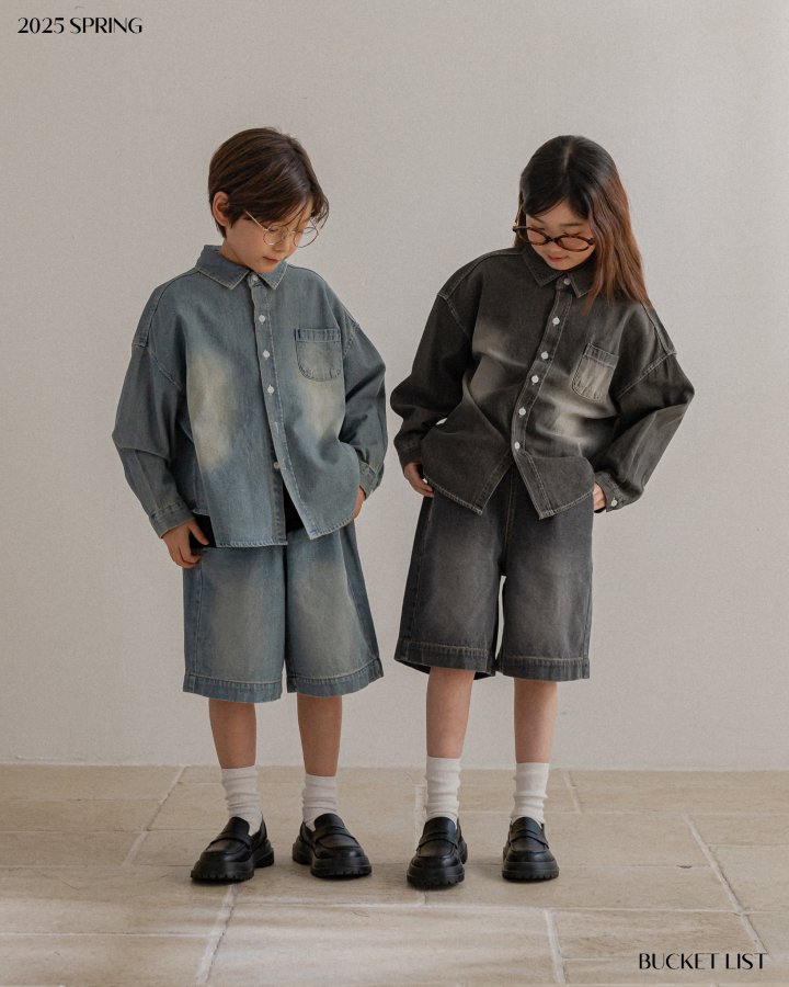 Bucket List - Korean Children Fashion - #Kfashion4kids - Brush Denim Shirt - 12