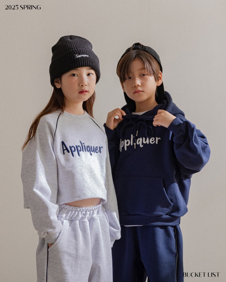 Bucket List - Korean Children Fashion - #stylishchildhood - Appliquer Crop Sweatshirts - 4
