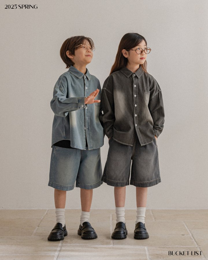Bucket List - Korean Children Fashion - #childrensboutique - Brush Half Denim Pants - 7