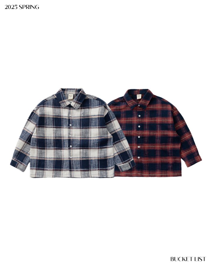 Bucket List - Korean Children Fashion - #designkidswear - Over Check Shirt - 8