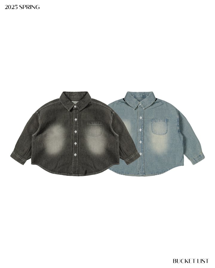 Bucket List - Korean Children Fashion - #designkidswear - Brush Denim Shirt - 6