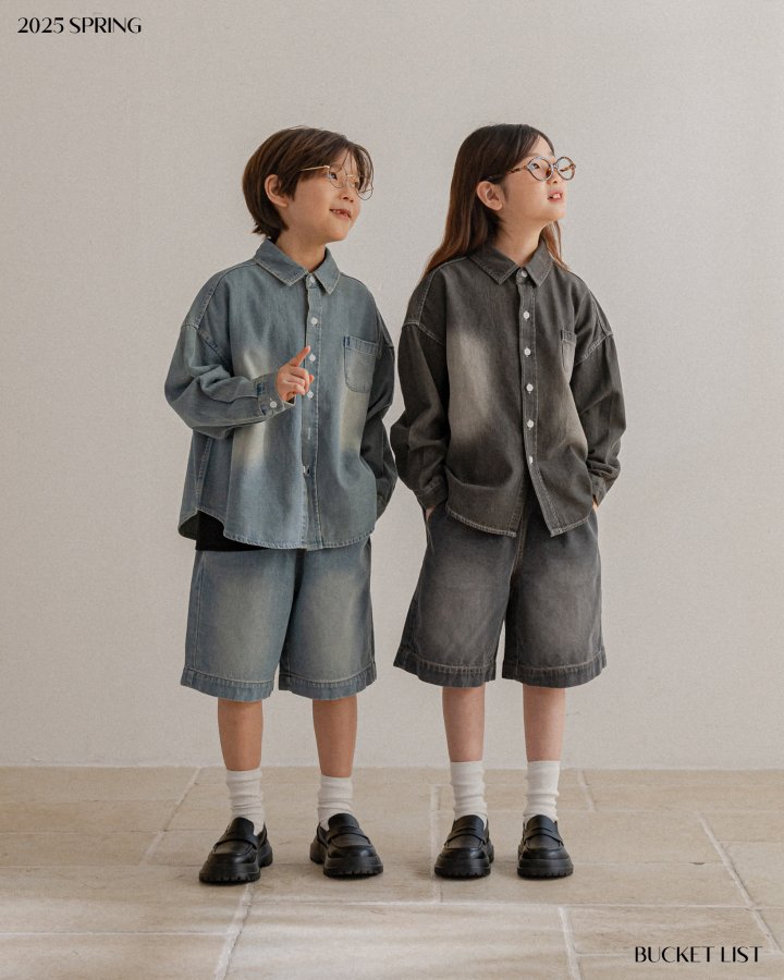 Bucket List - Korean Children Fashion - #fashionkids - Brush Denim Shirt - 8