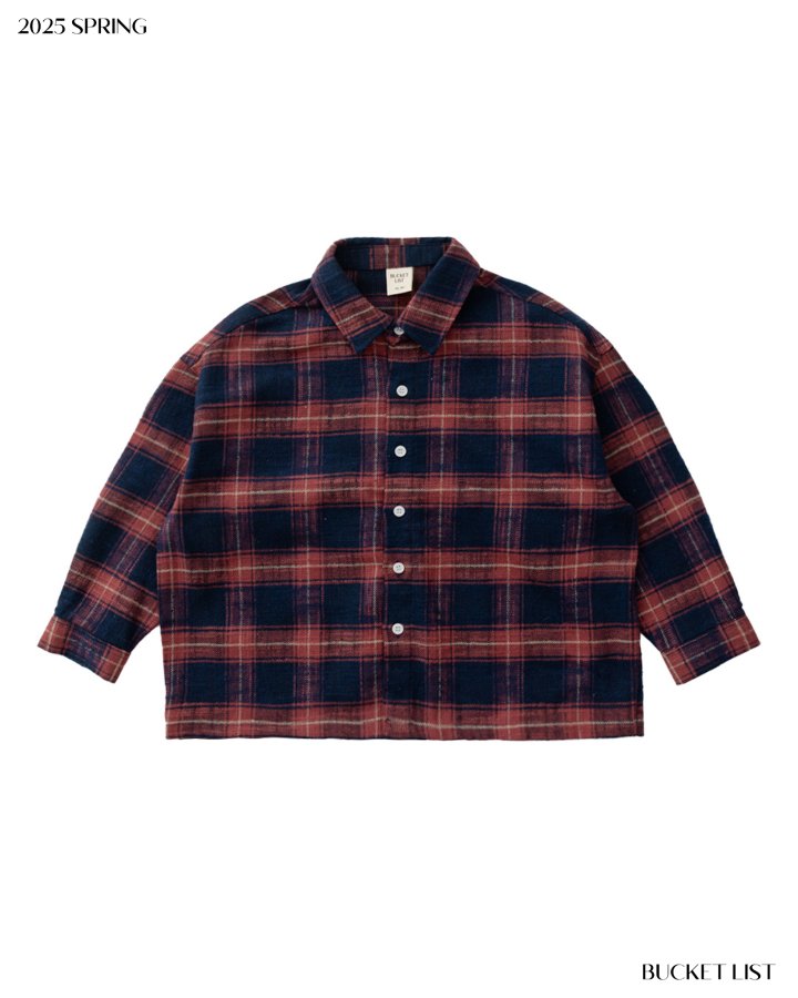 Bucket List - Korean Children Fashion - #kidsshorts - Over Check Shirt - 11
