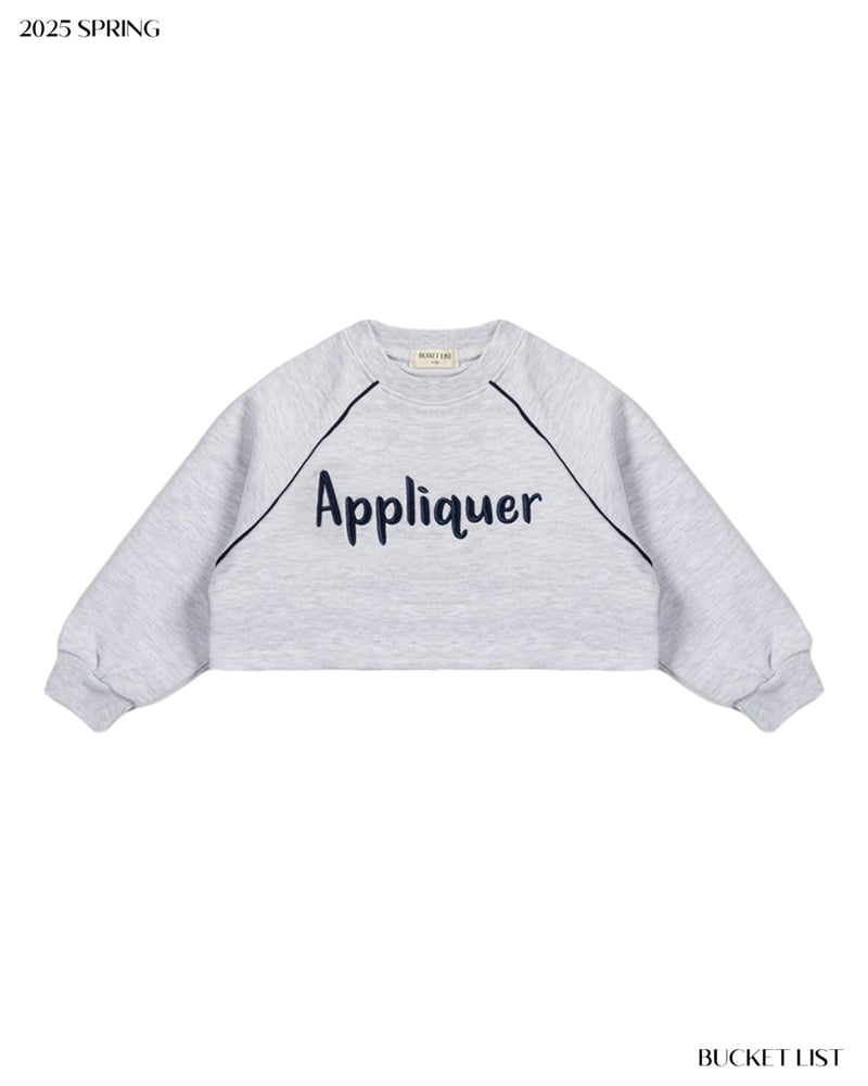 Bucket List - Korean Children Fashion - #kidsshorts - Appliquer Crop Sweatshirts - 9
