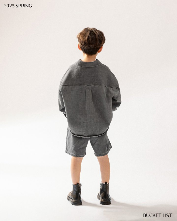 Bucket List - Korean Children Fashion - #kidsshorts - Basic Denim Shirt - 6