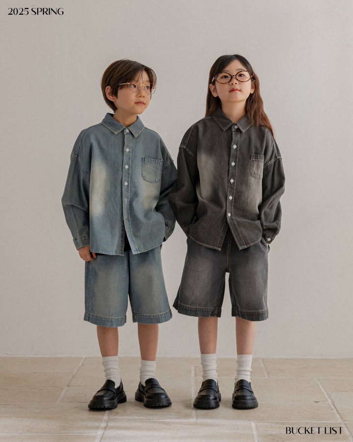 Bucket List - Korean Children Fashion - #kidsshorts - Brush Half Denim Pants - 11