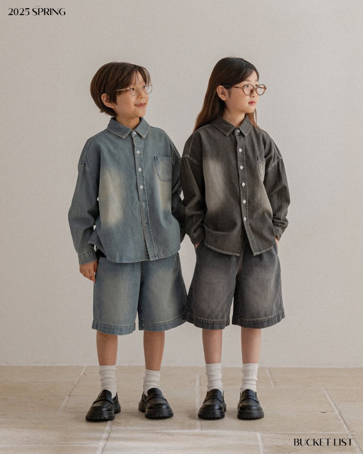 Bucket List - Korean Children Fashion - #kidzfashiontrend - Brush Denim Shirt - 11