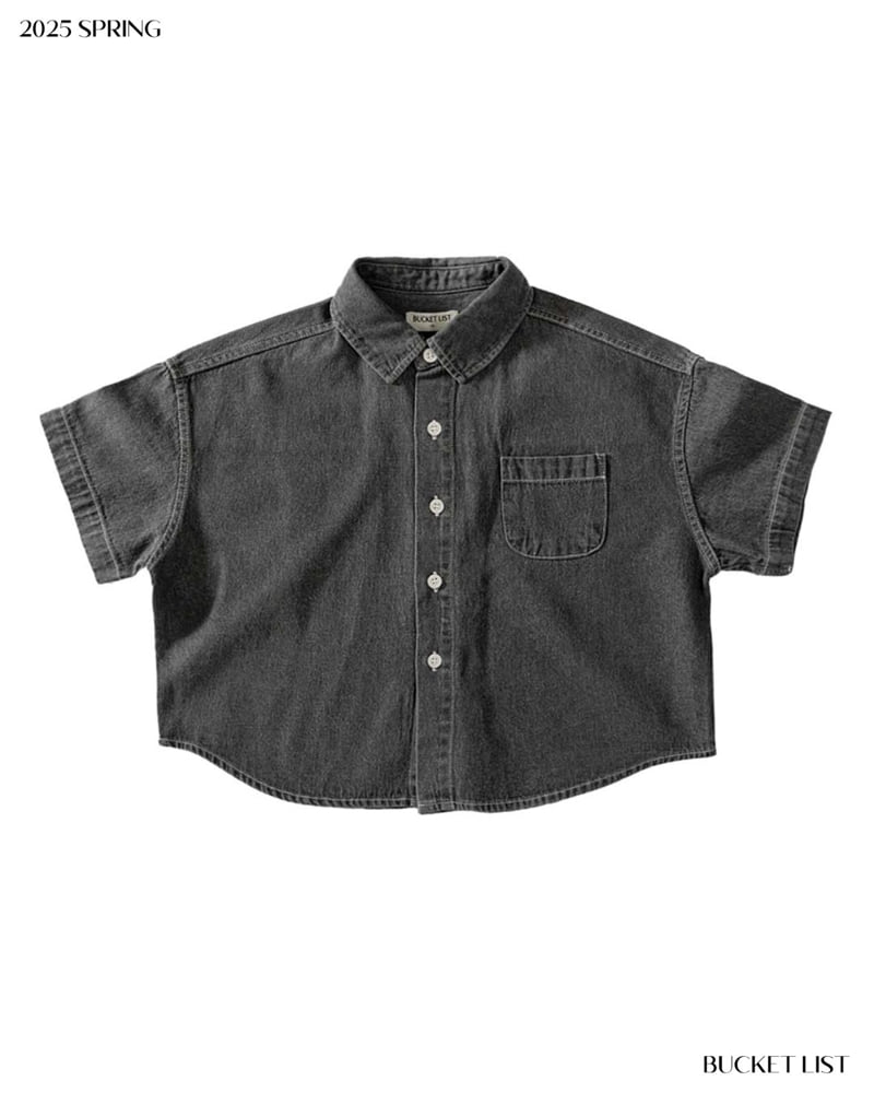 Bucket List - Korean Children Fashion - #littlefashionista - Basic Denim Short Sleeved Shirt