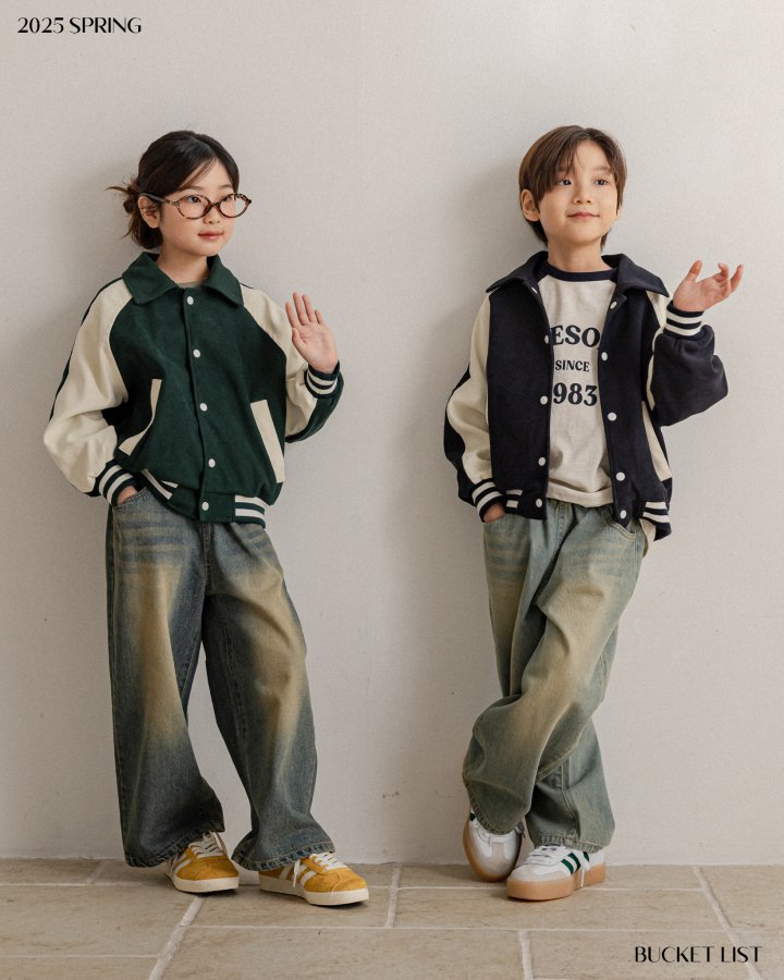 Bucket List - Korean Children Fashion - #littlefashionista - Raglan Varsity Jumper