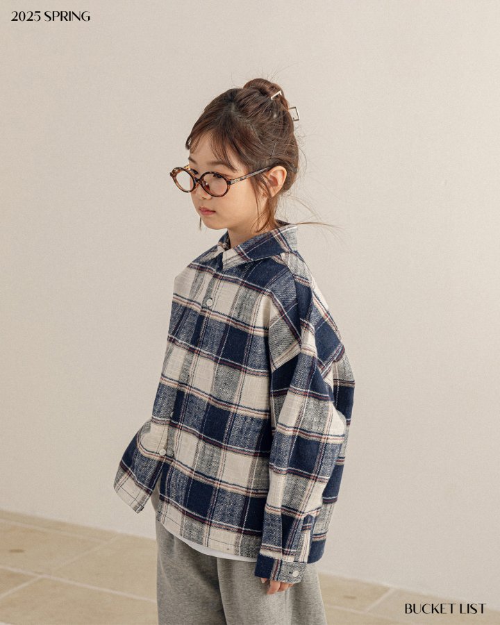 Bucket List - Korean Children Fashion - #prettylittlegirls - Over Check Shirt - 2