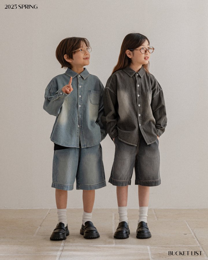 Bucket List - Korean Children Fashion - #prettylittlegirls - Brush Denim Shirt - 2