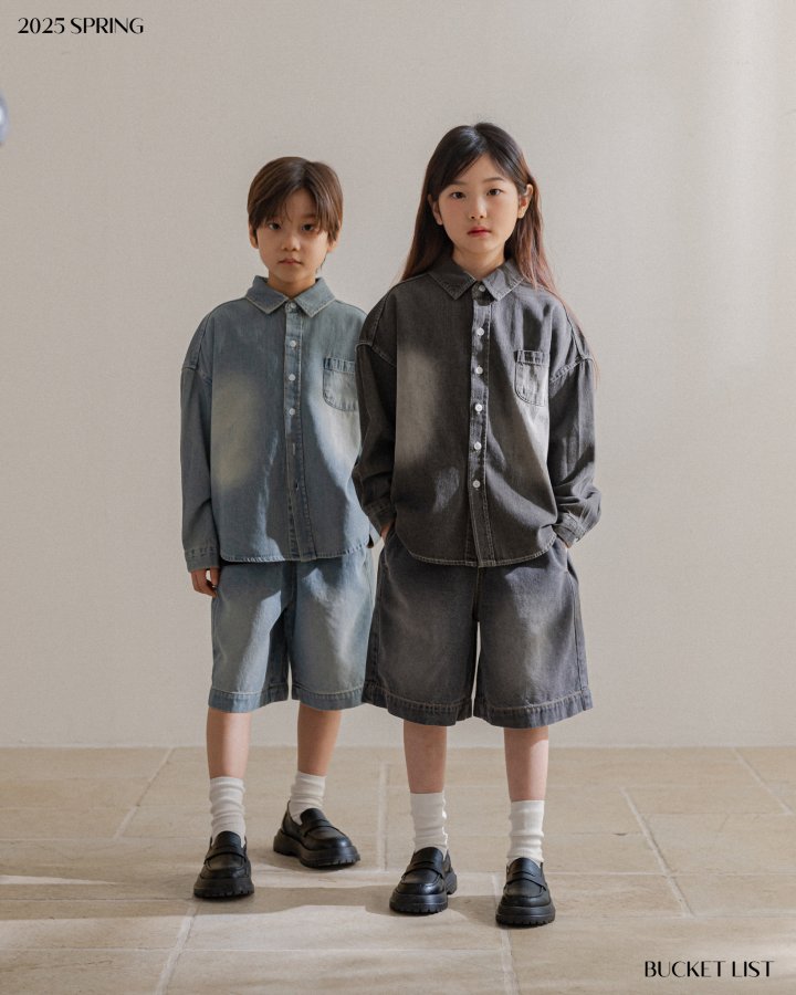 Bucket List - Korean Children Fashion - #prettylittlegirls - Brush Half Denim Pants - 2