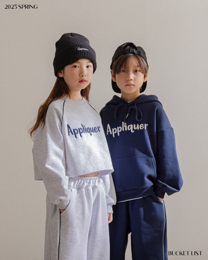 Bucket List - Korean Children Fashion - #todddlerfashion - Appliquer Crop Sweatshirts