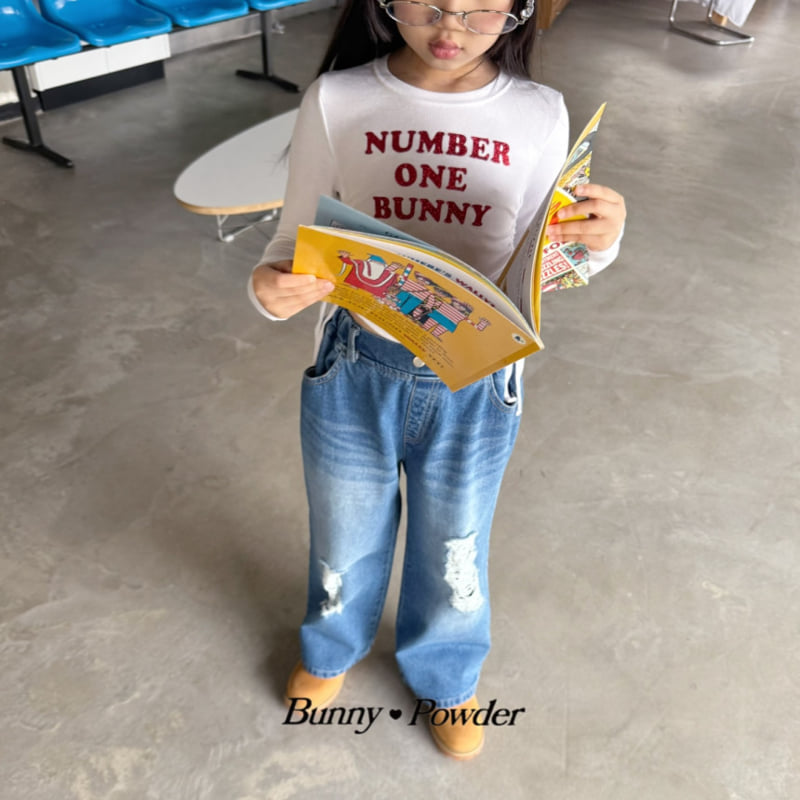 Bunny Powder - Korean Children Fashion - #childofig - Rise Torn Denim Pants - 5