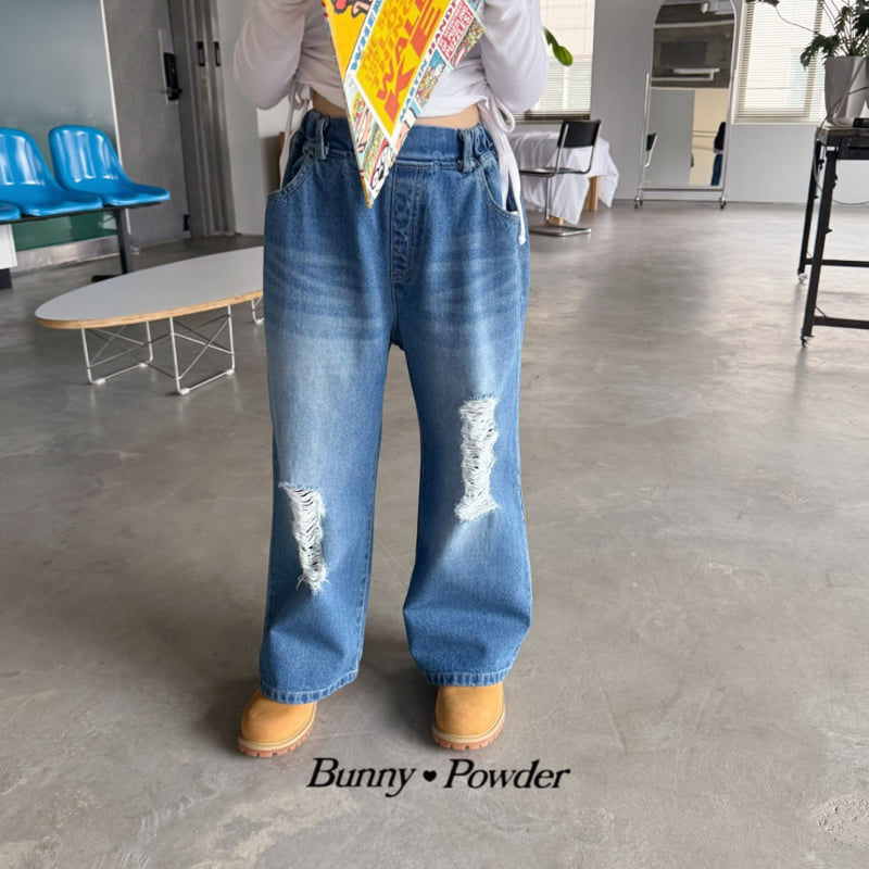 Bunny Powder - Korean Children Fashion - #designkidswear - Rise Torn Denim Pants - 7