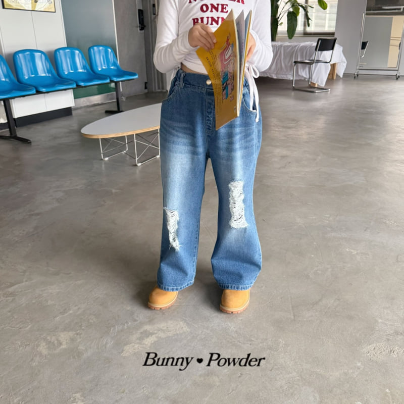 Bunny Powder - Korean Children Fashion - #discoveringself - Rise Torn Denim Pants - 8