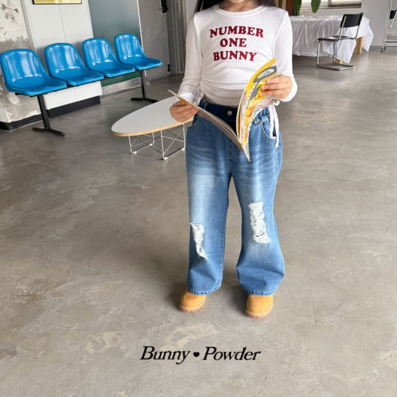 Bunny Powder - Korean Children Fashion - #kidsshorts - Rise Torn Denim Pants - 10