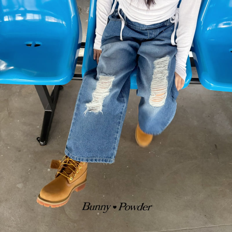 Bunny Powder - Korean Children Fashion - #prettylittlegirls - Rise Torn Denim Pants