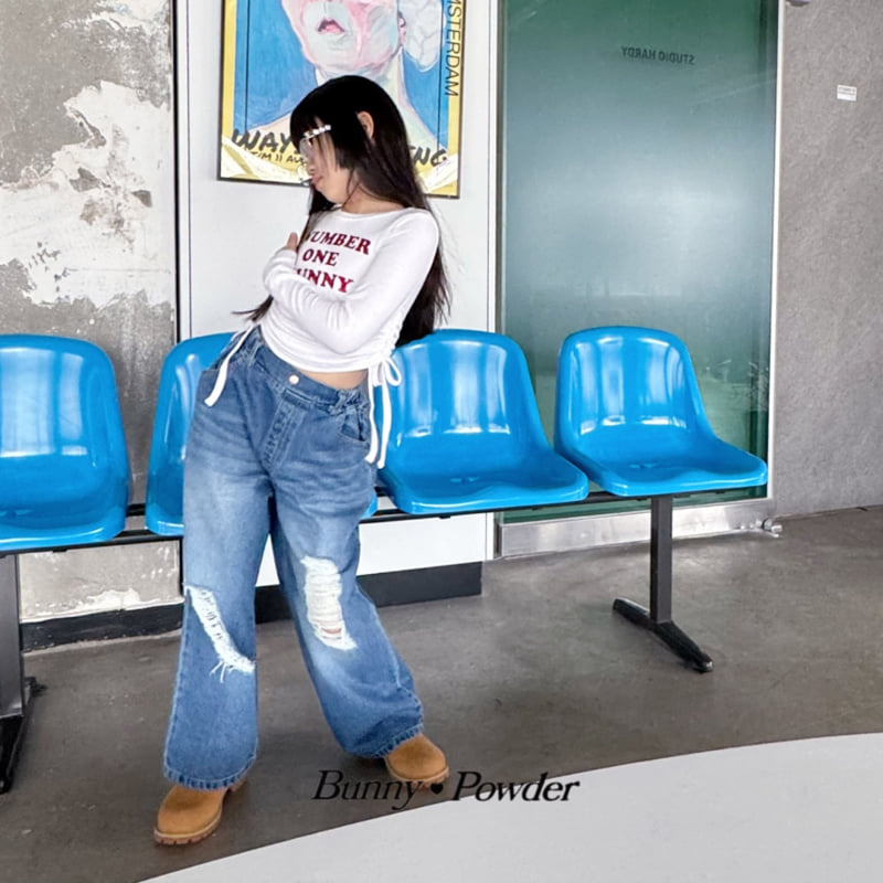 Bunny Powder - Korean Children Fashion - #toddlerclothing - Rise Torn Denim Pants - 4